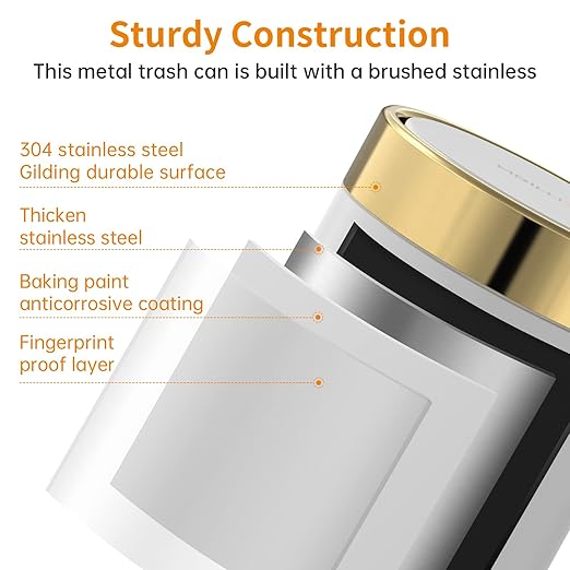 Mini Trash Can with Lid, Desktop Small Trash Can Recycling Bin Cute Metal Garbage Can for Tabletop Countertop Use,Stainless Steel 0.4Gal/1.5L Waste Bin for Office Parlor Car Bedroom,Swing Lid Open