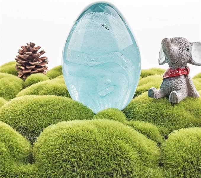 QFkris Crystal Blessings Paperweight Easter Eggs 3.4" Blown Glass Art Figurine Collectibles Desk Decor (Sky Blue)