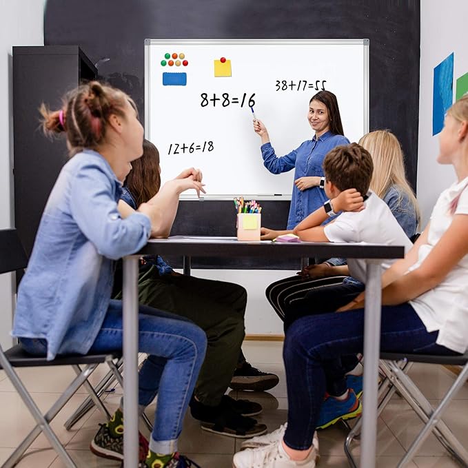 H-Qprobd 4' x 4' (2 Pack) Dry Erase Board for Wall Magnetic Presentation Whiteboard with Long Pen Tray, Wall-Mounted White Boards for Home, Office & School