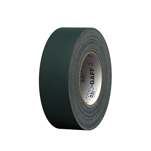 ProTapes Pro Gaff Premium Matte Cloth Gaffer's Tape With Rubber Adhesive, 11 mils Thick, 55 yds Length, 2" Width, Green (Pack of 1)