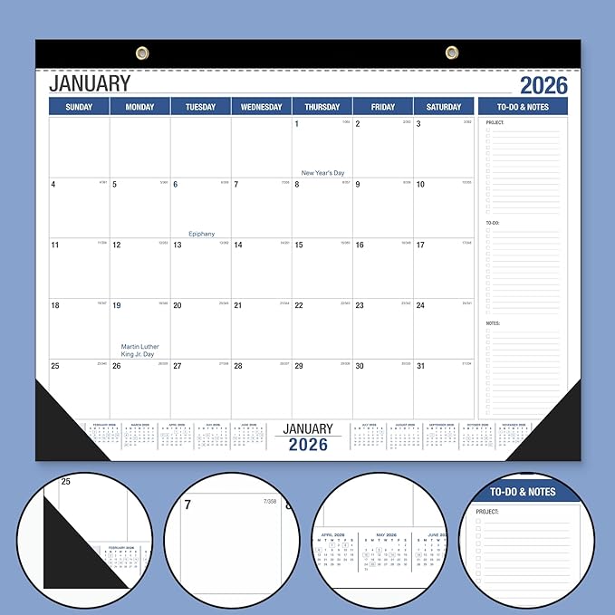 Desk Calendar 2026-2027, With 2 sticker, 18 Month Calendar Running to June 2027-22" x 17" Desktop/Wall Monthly Calendar for Homeschool or Office