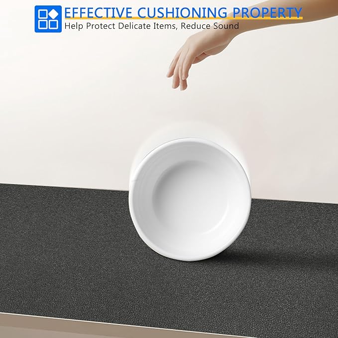 WochiTV Shelf Liner for Cabinets, Drawer Non Adhesive Non Slip Foam Mat for Kitchen, Pantry, Bathroom, Cupboard, Garage, Closet, Shelves, Drawer, Tool Box, Gray 23.6 x 354 inches
