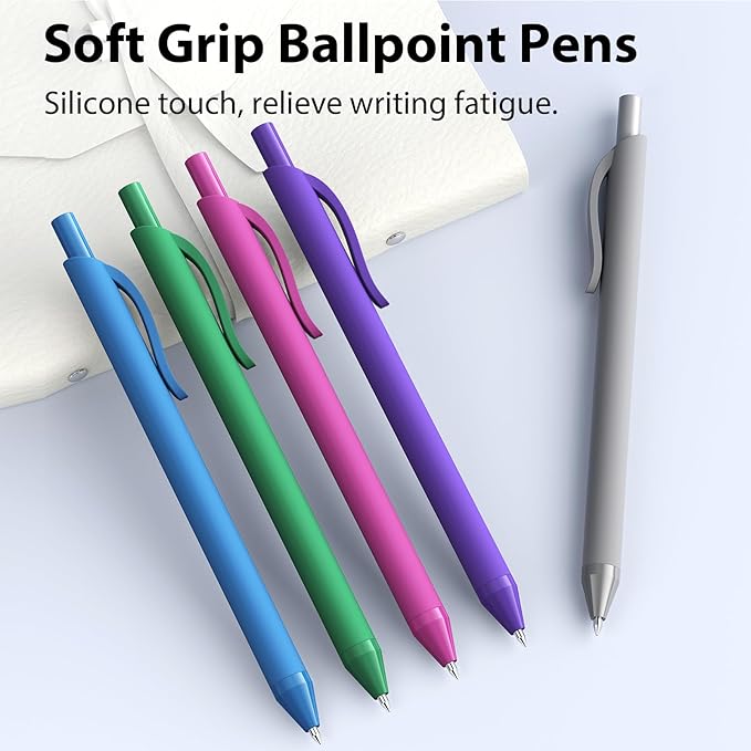 JIMMIDDA Ballpoint Pens Bulk - 107 Pcs Black Ink Pens in Bulk | 1.0 Medium Point Smooth Writing, Wholesale Retractable No Bleed Ball Point Pen for Men Women (Color Barrel)