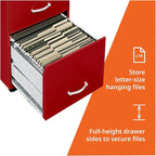 LYS SOHO Box/File/File Mobile Red File Cabinet, 3 Drawer