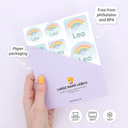 Large Name Labels for Kids (33) - Custom Stickers for Daycare and School Supplies - Durable, Waterproof Stickers for Water Bottles, Lunch Boxes, and More with Unique Designs - Rainbow