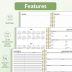 SUNEE 2026 Weekly and Monthly Planner - from January 2026 - December 2026, Daily Agenda Planner with Monthly Tab, Flexible Cover, Note Pages, Pockets, Bookmark, Spiral Binding, Sage Green, 8.5"x11"
