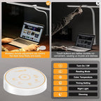Pzloz Led Desk Lamp for Office Home - Eye Caring Architect lamp with Clamp,Dual Screen Computer Monitor Work Smart Light: 24W 5 Color Flexible Adjustable Lighting Table Lamp for Study White