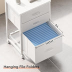 Maihail 3 Drawer Mobile File Cabinet with Wheels Fabric Vertical Filing Cabinet fits A4 or Letter Size for Home Office,White