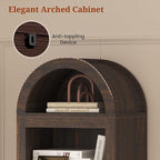 UPOSOJA 76" Tall Narrow Arched Bookcase,7-Teir Mid-Century Modern Bookshelf,Adjustable Shelves offering More Storage Space for Living Room,Kitchen,Home Office,Walnut