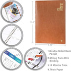 2026 Monthly Planner - 2026 Calendar/Planner 12 Months with Faux Leather, 8.86" x 11.4", Jan.2026 - Dec.2026, 15 Notes Pages, Strong Twin - Wire Binding, Pocket, Monthly Tabs, Perfect Organizer