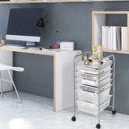 Giantex 6 Storage Drawer Cart Rolling Organizer Cart for Tools Scrapbook Paper Home Office School Multipurpose Mobile Utility Cart (Clear White)
