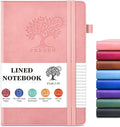 PERCUN Lined Journal Notebook for Men & Women, 160 Pages College Ruled Journal for Writing, A5 Hardcover Leather Notebooks for Work, School, Business, Travel, Daily Diary 5.9" x 8.5" (Pink)