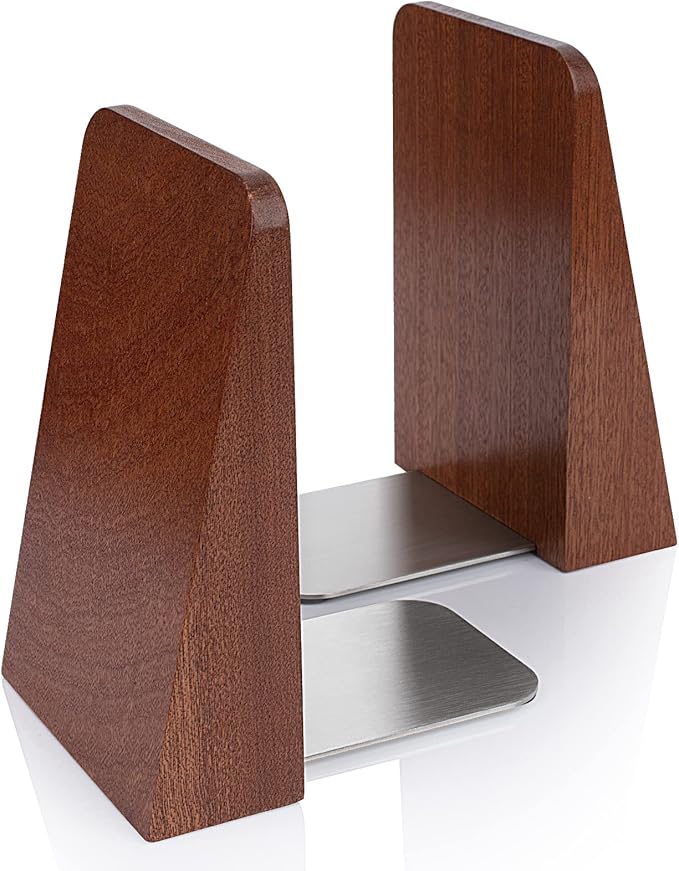 DRELIFAM Wood Handmade Heavy Duty Bookends for Shelves Decorative Book Ends to Hold Books for Office