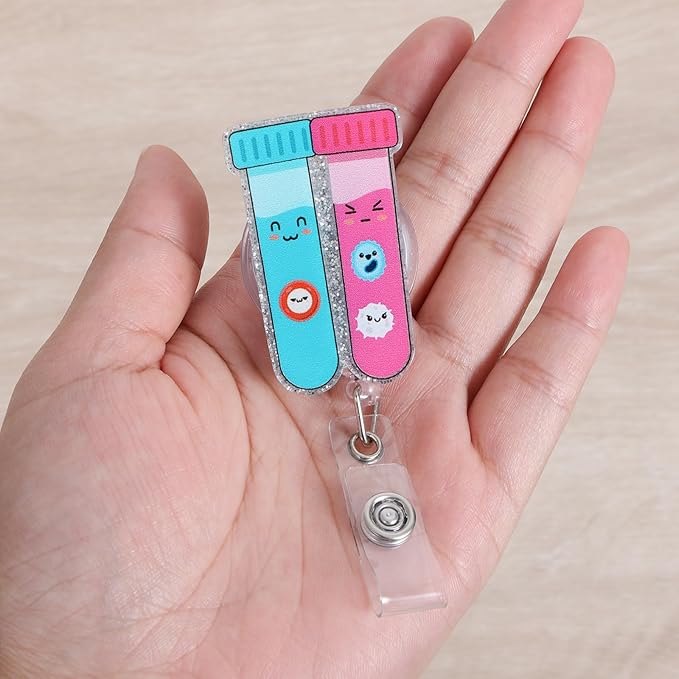 Funny Phlebotomy Badge Reel | Cute Retractable ID Card Phlebotomist Badge Holder | Name Tag Medical Work Badge Clip for Lab Infusion Room RN LPN CNA MA ER Pediatric Urology Doctor | Nurse Gifts