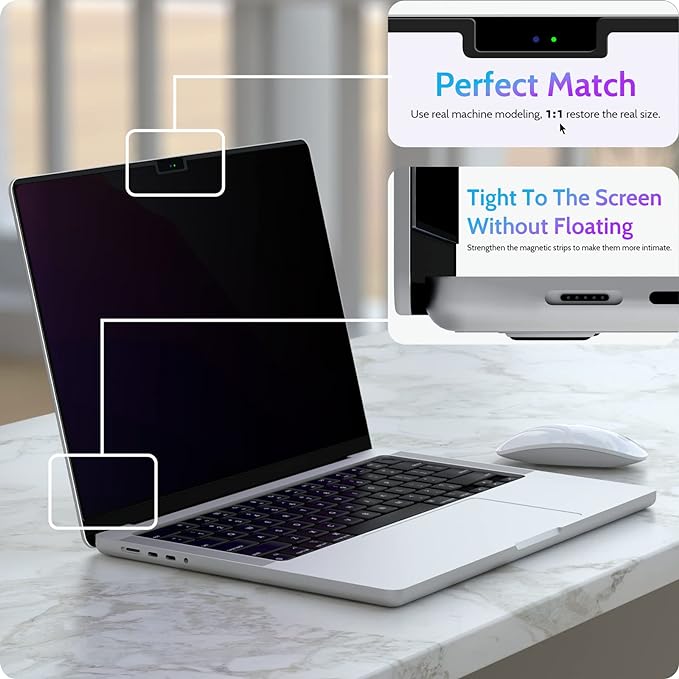 Peslv Magnetic Privacy Screen for MacBook Pro 16 Inch (2021-2025, M1, M2, M3, M4), 16inch Removable Matte Anti Blue Light Glare Private Filter Protector for Mac Pro 16.2" Laptop
