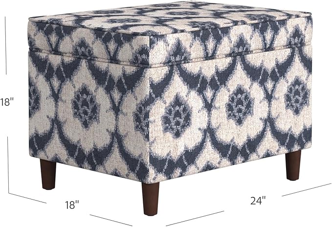 Spatial Order Home Decor | Dinah Collection Modern Storage Ottoman | Ottoman with Storage for Living Room & Bedroom(Blue Medallion Print)