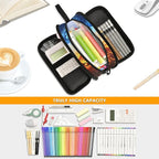 BOENLE Wolf Ice Blue Fire Pencil Case Box Boys Girls Large Pencil Pouch with Zipper Compartments Big Capacity Stationery Pen Bag Organizer for Kids Teens Adults School