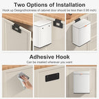 Mbillion Kitchen Compost Bin Hanging Trash Can with Lid 2.1 Gallon Stainless Steel Garbage Can for Kitchen Cabinet Door Mounted Trash Can Under Sink Door RV Bathroom,White