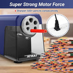 AFMAT Electric Pencil Sharpener Heavy Duty, 6 Holes, Auto Stop Pencil Sharpener for Artists, Classroom Electric Sharpener for 6-11mm Colored Pencils, 7000 Sharpenings, Fast Sharpen, Save Pencils PSX1