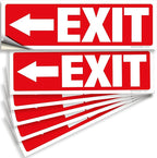 iSYFIX Exit Signs Stickers 6 Pack 12x4 Inch - Laminated Premium Vinyl Directional Left Arrow Signs for Buildings, Office, Workplace, Stores, Schools, Theaters, Parking, Restaurants, Factories