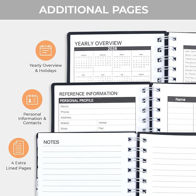M&G 2026 Planner, Weekly and Monthly Planner Calendar, Jan 2026-Feb 2027 Agenda Book With Monthly Tabs for School Work Home Supplies, A5 8x5