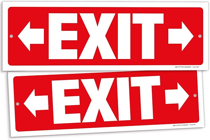 iSYFIX Exit Signs - 2 Pack 12x4 Inch Directional Right & Left Arrow Signs, 40 mil Polystyrene Plastic, UV Laminated, Scratch & Fade Resistant, Waterproof - Ideal for Office, Theater, School, Business