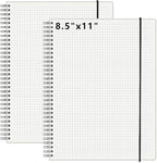 120 GSM Thick Paper Graph Spiral Notebooks 8.5" × 11" with Removable Elastic Band and Transparent Hard Cover, 2PCS Large Size Grid Notepads 160 Pages per Pack for Students, Engineers (2 Pack, A4)