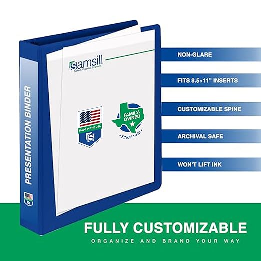Samsill 1.5 Inch 3 Ring Binders, Made in USA, Economy Round Ring, Clear View Cover, 325 Sheet Capacity - for School, Home, Office - Blue, 4 Pack