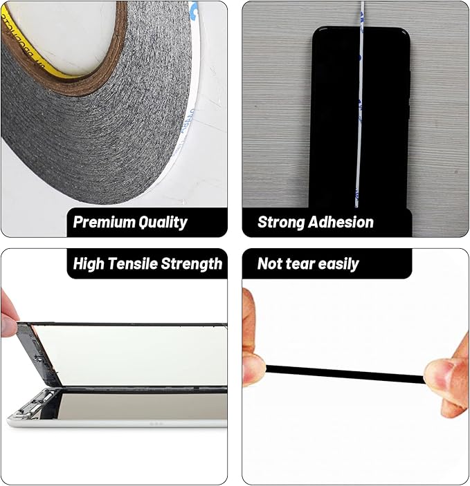 Kaisiking 2pcs 3mm x 50M LCD Repair Tape Phone Screen Adhesive Tape LCD Touch Screen Repair Tape with 1 Tweezers for Cell Phone, iPad, Tablets, Laptops, LCD Screen