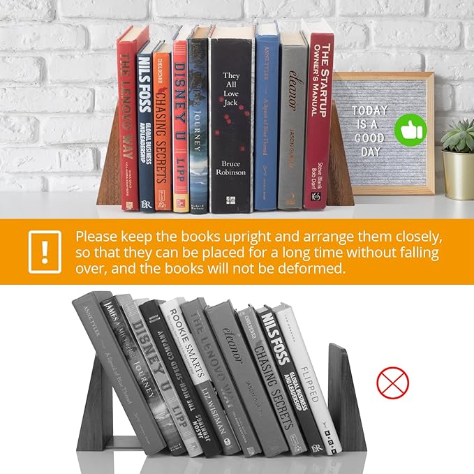 DRELIFAM Walnut Book Ends Heavy Duty Handmade Bookends for Shelves Book Ends Decorative to Hold Heavy Books (Walnut Wood Small)