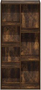 Furinno LUDER Book Shelf, 7-Cube Bookshelf, Bookcase, 9.4 x 19.5 x 41.7, for Living Room, Bedroom, Home Office, Amber Pine