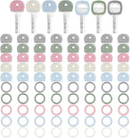 Blulu 80 Pieces 1Inch Colored Key Covers Caps Tags Covers Set Plastic Key Color Identifier Rings Toppers(Morandi Color)