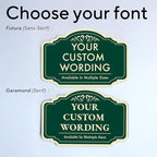 Custom Decorative Outdoor Metal Sign - Personalized Aluminum Driveway Sign, Waterproof, Made in USA - Design 2 Forest Green 12x8 In