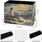 Famame Lighthouse Vintage Sea Pencil Holder for Desk, Leather Desktop Container Pen Cup Storage Study Table Pen Organizer Makeup Brush Holder for Classroom Office Home
