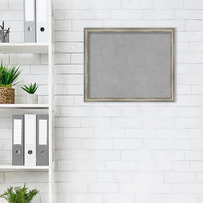 Amanti Art Silver Framed Magnetic Board 18x22 Small Vision Board for use with Magnets, 100% Metal Sheet to Display Items as Office Decor or for Home Organization in mudroom, Kitchen or Kids Room