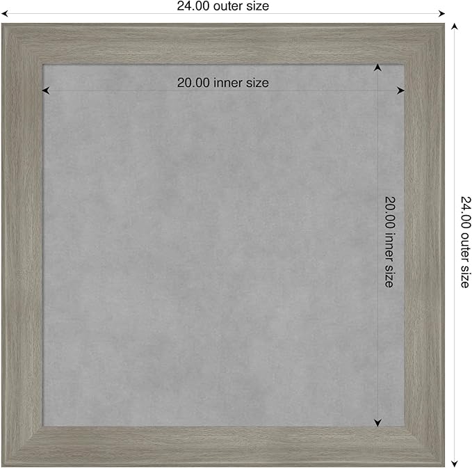 Amanti Art Grey Framed Magnetic Board 24x24 Medium Vision Board for use with Magnets, 100% Metal Sheet to Display Items as Office Decor or for Home Organization in mudroom, Kitchen or Kids Room