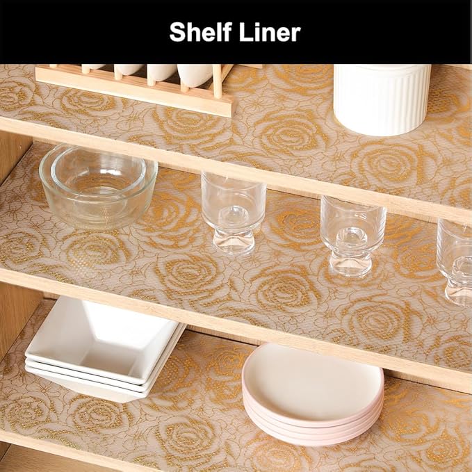 Cooyes Shelf Liner – Premium Non-Adhesive Cabinet & Drawer Liner for Kitchen – Waterproof Shelf Paper with Modern Pattern – Durable EVA Cabinet Mat – Easy to Cut （12" W x 240" L）