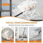 Calzzle Bathroom Scrub Brush with Long Handle, 3-in-1 Tub and Tile Cleaner with 5 Replaceable Heads for Shower, Floor & Wall Cleaning