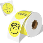 MFLABEL 2" 750 Yellow Circle Direct Thermal Stickers Labels Roll, Compatible with Zebra, Rollo, MUNBYN, Self-Adhesive Round Direct Thermal Labels