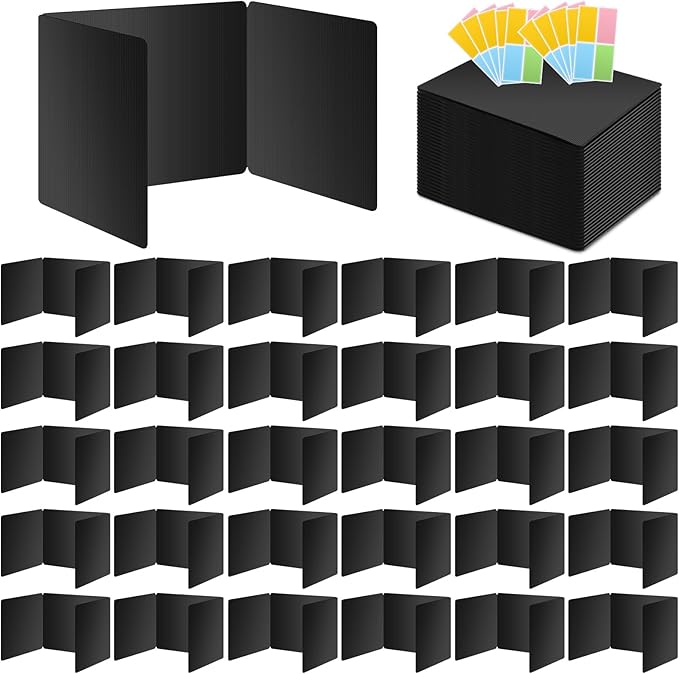 30 Pack Black Desk Dividers for Students, Privacy Shields Folder for Students, Durable & Waterproof Plastic Study Board, Classroom Teacher Supplies Test Divider, Includes Extra Labels