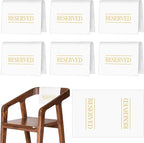 Buryeah 6 Pcs Reserved Seating Signs for Chairs Church Pew Reserved Chair Signs Placeholder with Printed Words for Weddings Parties Celebrations Receptions Church or Event (White,Gold)