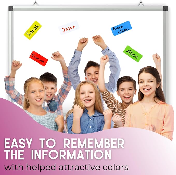 Availey 60 Pieces (3.2 x 1.2) - Full Colored Magnetic Dry Erase Labels - Reusable Strips for Classroom Home Office Garage Refrigerator Blank Writable Erasable Cards Name Tags Students Locker Shelf