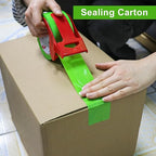 BOMEI PACK Heavy Duty Colored Packing Tape with Dispenser 1.88 Inch x 60 Yards (Green) 6 Rolls, 2.4 mil Industrial Grade Packaging Tape for Shipping, Moving, Mailing & Storage