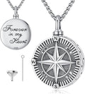 Compass Necklace for Women Men 925 Sterling Silver Pendant Urn Necklaces for Ashes Picture Locket Necklace Anchor Necklace Viking Necklace Crystals CZ Moonstone Abalone Shell Turquoise Compass Jewelry
