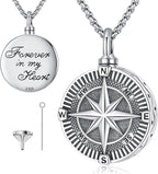 Compass Necklace for Women Men 925 Sterling Silver Pendant Urn Necklaces for Ashes Picture Locket Necklace Anchor Necklace Viking Necklace Crystals CZ Moonstone Abalone Shell Turquoise Compass Jewelry