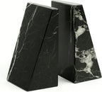 Bey-Berk Whitney Zebra Marble Bookends (Black, Set of 2), 4" x 2.5" x 6" Heavy Wedge Book Ends for Desk, Shelf, or Office