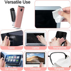 2Pcs Screen Cleaner Spray and Wipe for Laptop Monitor and Car Screens, Phone Touchscreen Mist Cleaning Kit for Cellphone, Tablet, PC, Computer, LCD, Eyeglass, iPhone, iPad, Mac Pro - Black and Pink