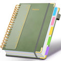 Hardcover Spiral Notebook 5.7"x 8.2" Journal Notebook with Tabs and Removable Dividers 300 Pages 5 Subject Notebook College Ruled, Faux Leather Spiral Bound Notebook for Women School Work (Sage Green)