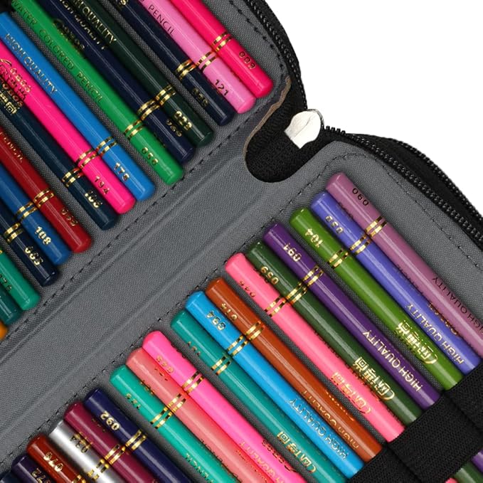 Vomgomfom Colored Pencil Case - 300 Slot Pencil Holder with Zipper Closure, Twill Fabric Large Capacity Pencil Case for Watercolor Pens or Markers, Artist Organizer (Black)