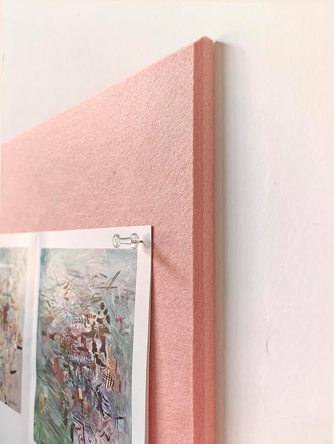 DECORITA Felt Wall Tiles | Large Cork Board Alternative | Aesthetic Felt Bulletin Board for Office, Home & Classroom | Large Cork Boards for Walls Pinboard (12-Pack) | Pink